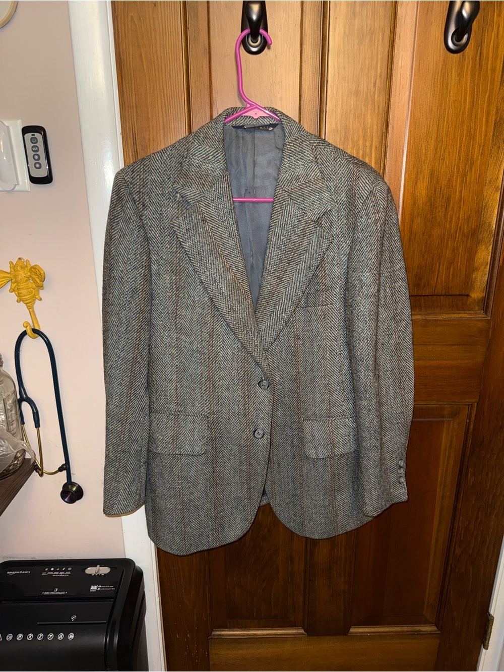 Men's Gray/Blue Herringbone Harris Tweed 100% Virgin Scottish Wool Blazer